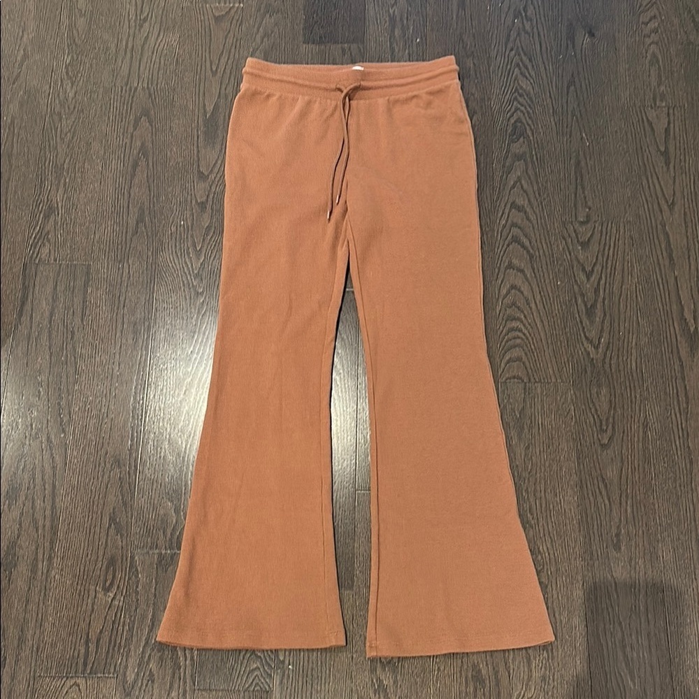 Sunday best brown waffle flare pants Small
